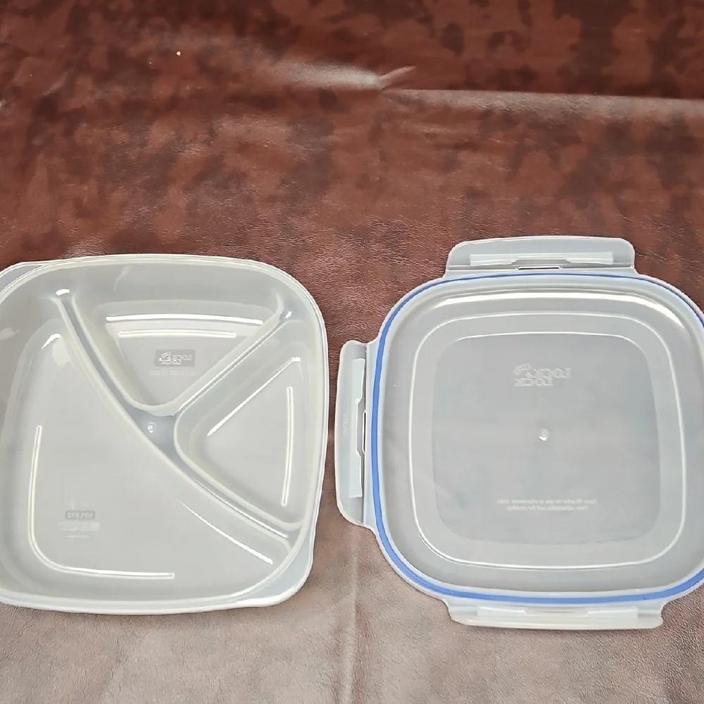 NEW Set Of 2 LocknLock Divided Food Storage Containers, Clear - Picture 2 of 3